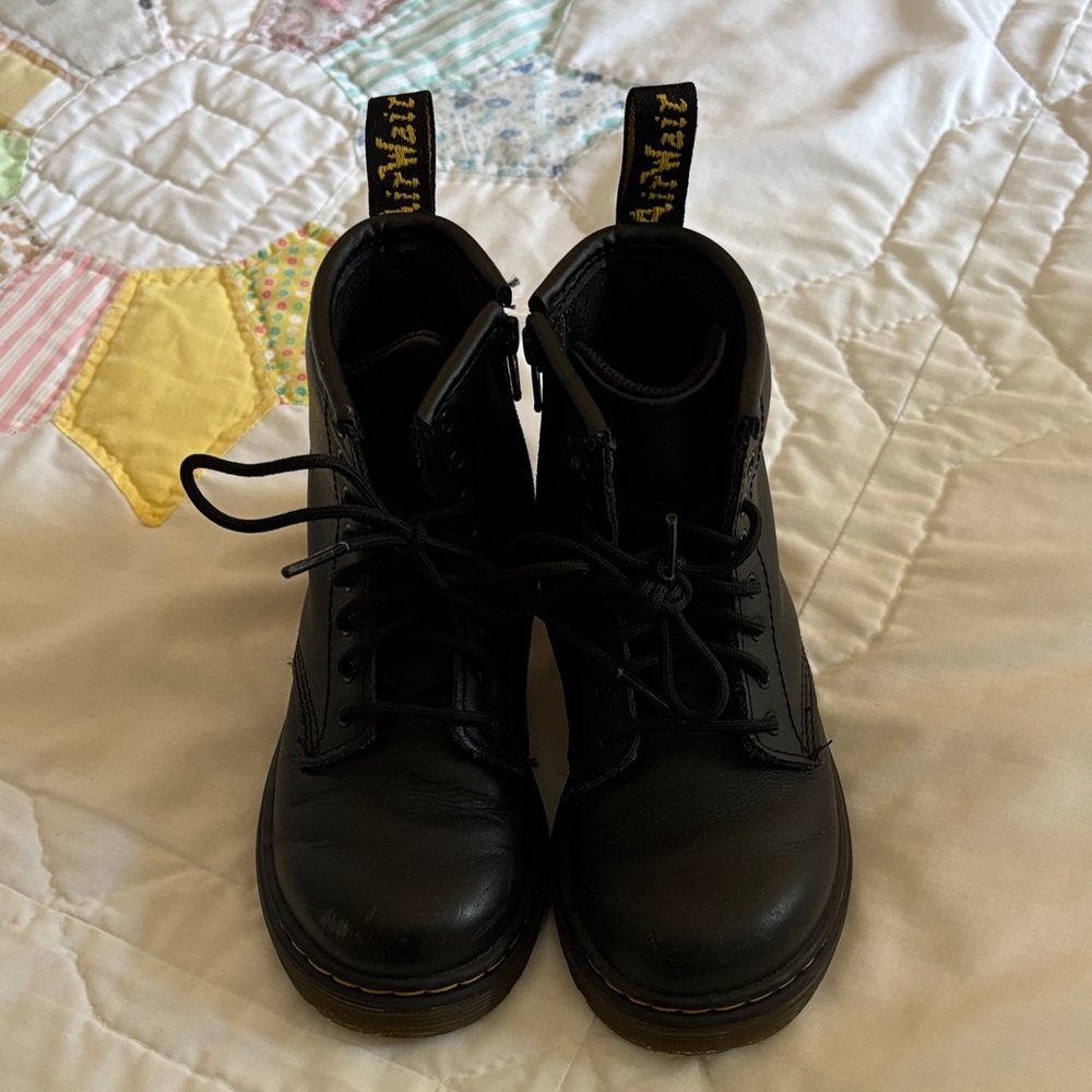 Dr. Martens Black Kids Boots, 10T